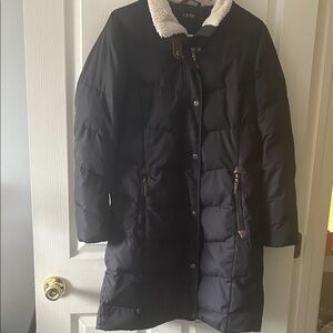 Lauren Ralph Lauren Black Puffer Jacket with Cream Accents